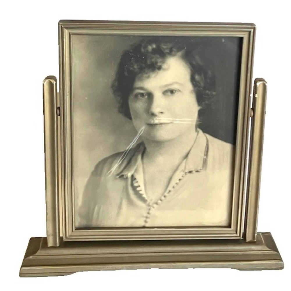 Antique Art Deco Wood Tabletop Swivel Swing Tilt Picture Frame‎  Ladies Picture
